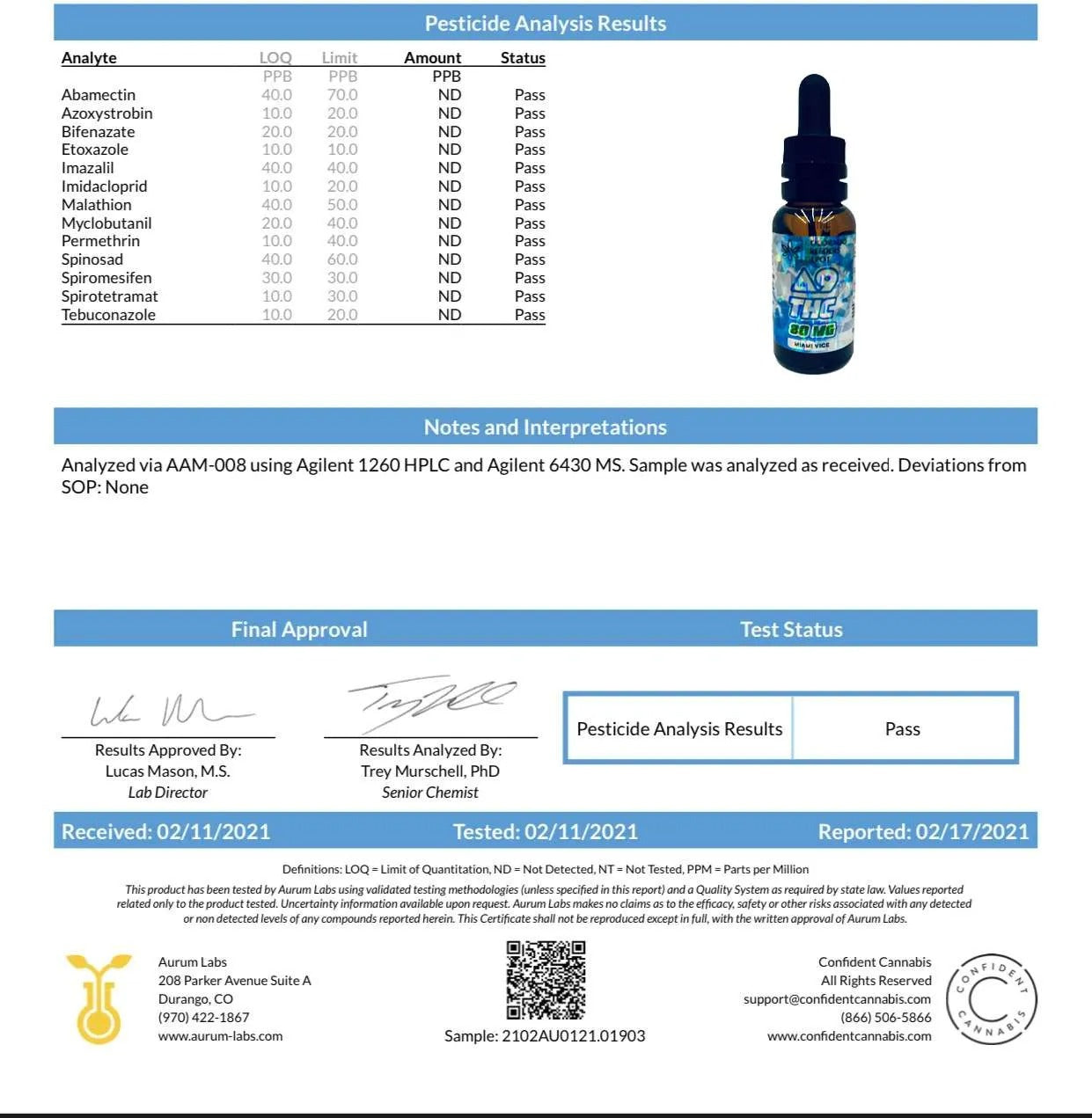 Delta 9 THC Tincture 80mg - Miami Vice